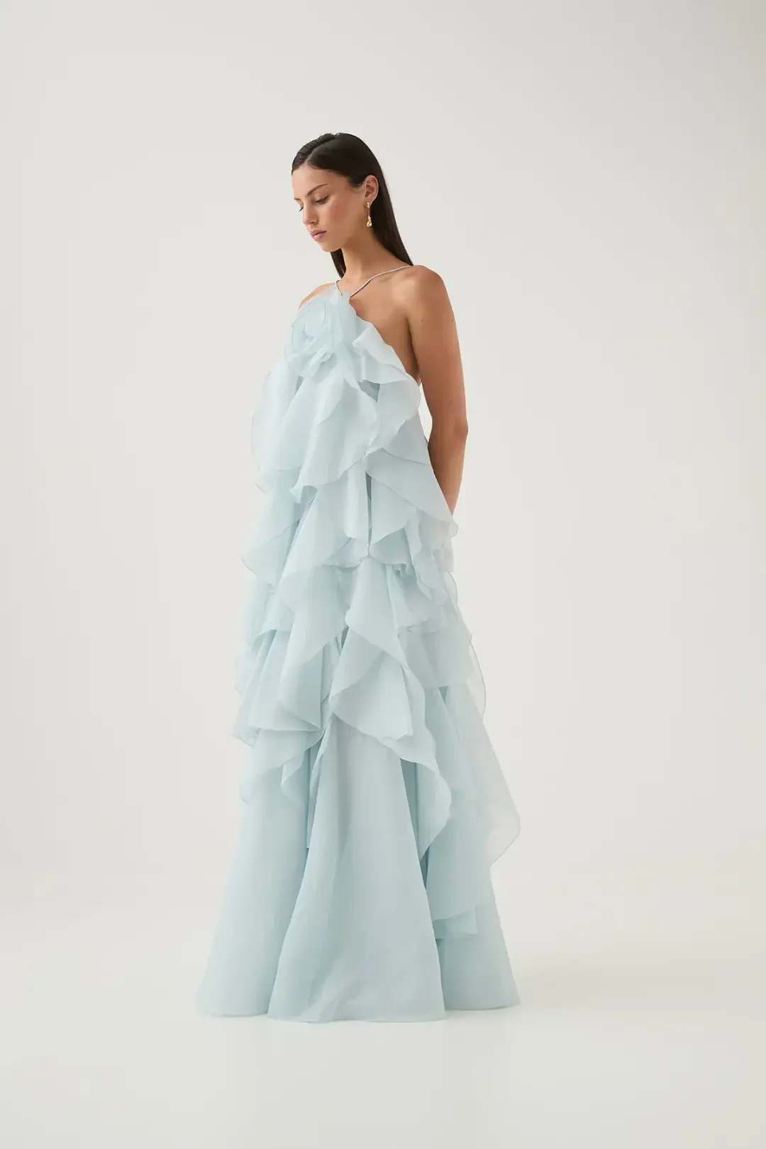 Aje Pandorea Layered Maxi Dress Silver Blue Size AU 6 for rent on The Volte - main image