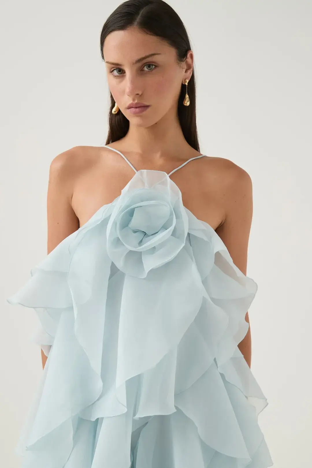 Aje Pandorea Layered Maxi Dress Silver Blue Size AU 6 for rent on The Volte - main image