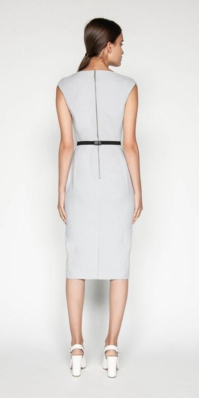 Cue Belted Textured Pencil Dress Size 6 for rent on The Volte - main image