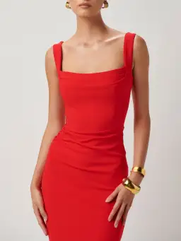 Effie Kats Marbella Midi Dress Cherry Red Size 10 for rent on The Volte - image 2