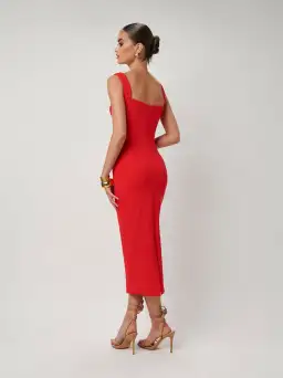Effie Kats Marbella Midi Dress Cherry Red Size 10 for rent on The Volte - image 3