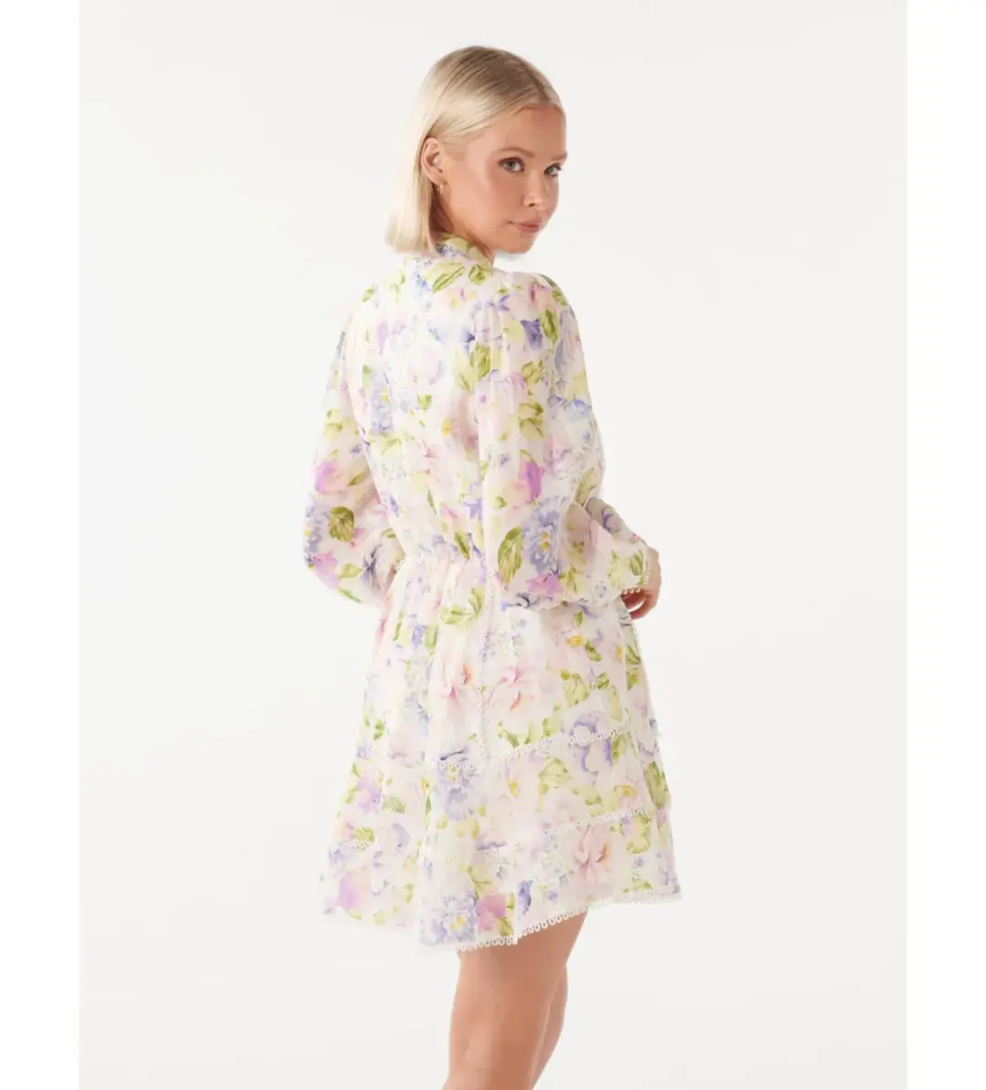 Forever New Vanessa Trim Skater Dress Light Floral Print Size 6 for rent on The Volte - main image