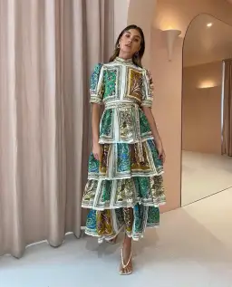 Alemais Delphine Tiered Midi Dress Multi Size 6 for rent on The Volte - image 1