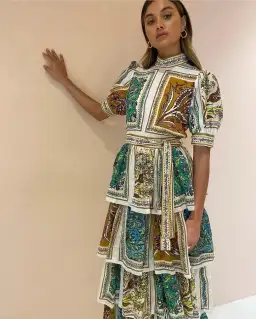 Alemais Delphine Tiered Midi Dress Multi Size 6 for rent on The Volte - image 2