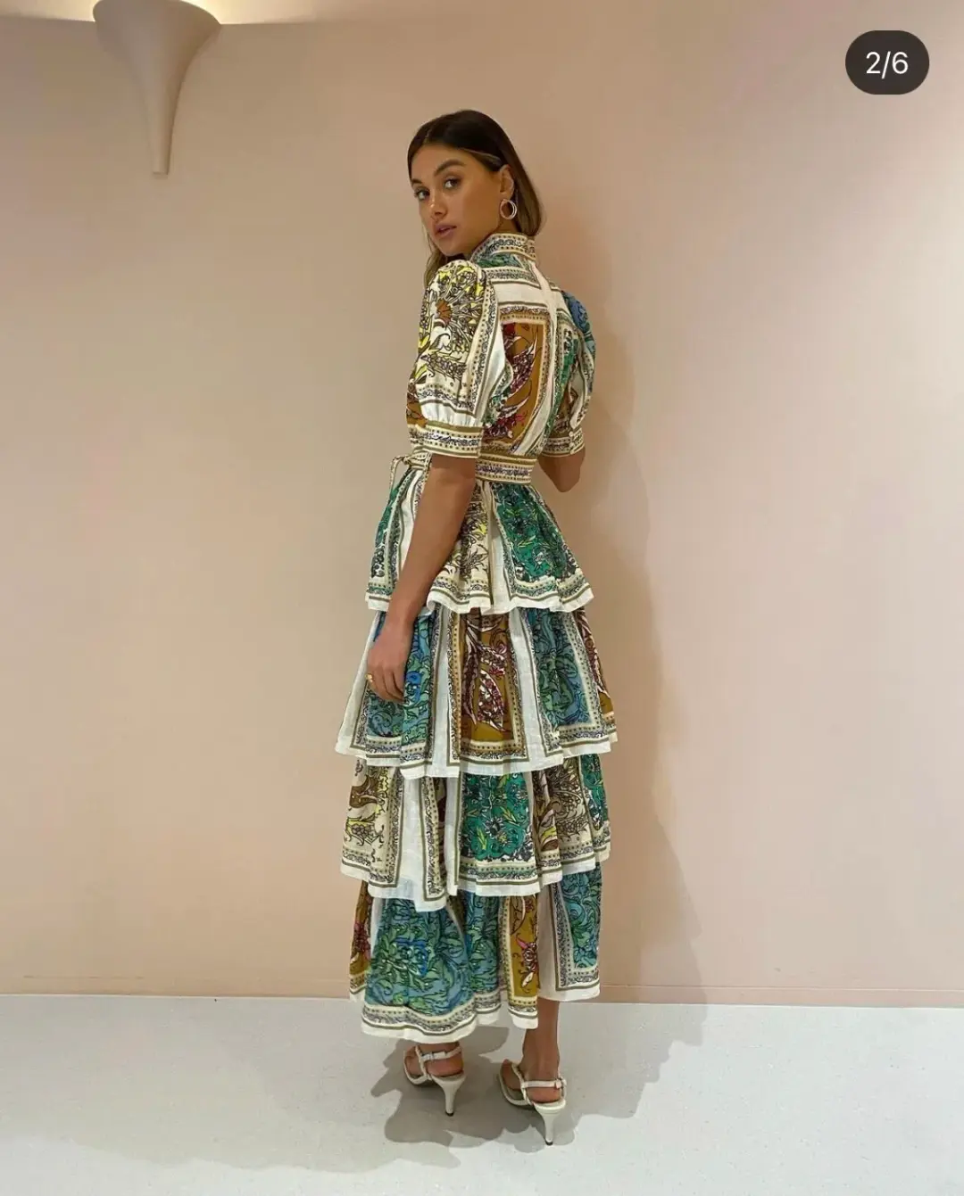 Alemais Delphine Tiered Midi Dress Multi Size 6 for rent on The Volte - main image