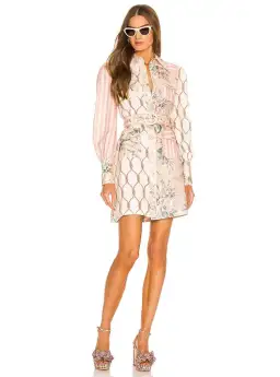 Zimmermann Moonshine Patched Shirt Mini Dress in Spliced Pink 0 / AU 8 for rent on The Volte - image 1