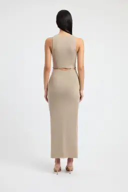 Kookai Taupe Lottie Button Detailing Midi Dress Brown Size 8 for rent on The Volte - image 2