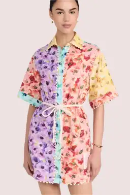 Zimmermann Lightburst Mini Shirt Dress Size AU 10