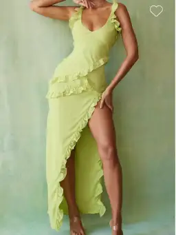 House Of CB Pixie Dress Lime Green Ruffle Front Size 10 for rent on The Volte - image 2