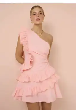 By Nicola Adrift Frill Mini Dress Rockmelon Size AU 12 for rent on The Volte - image 1