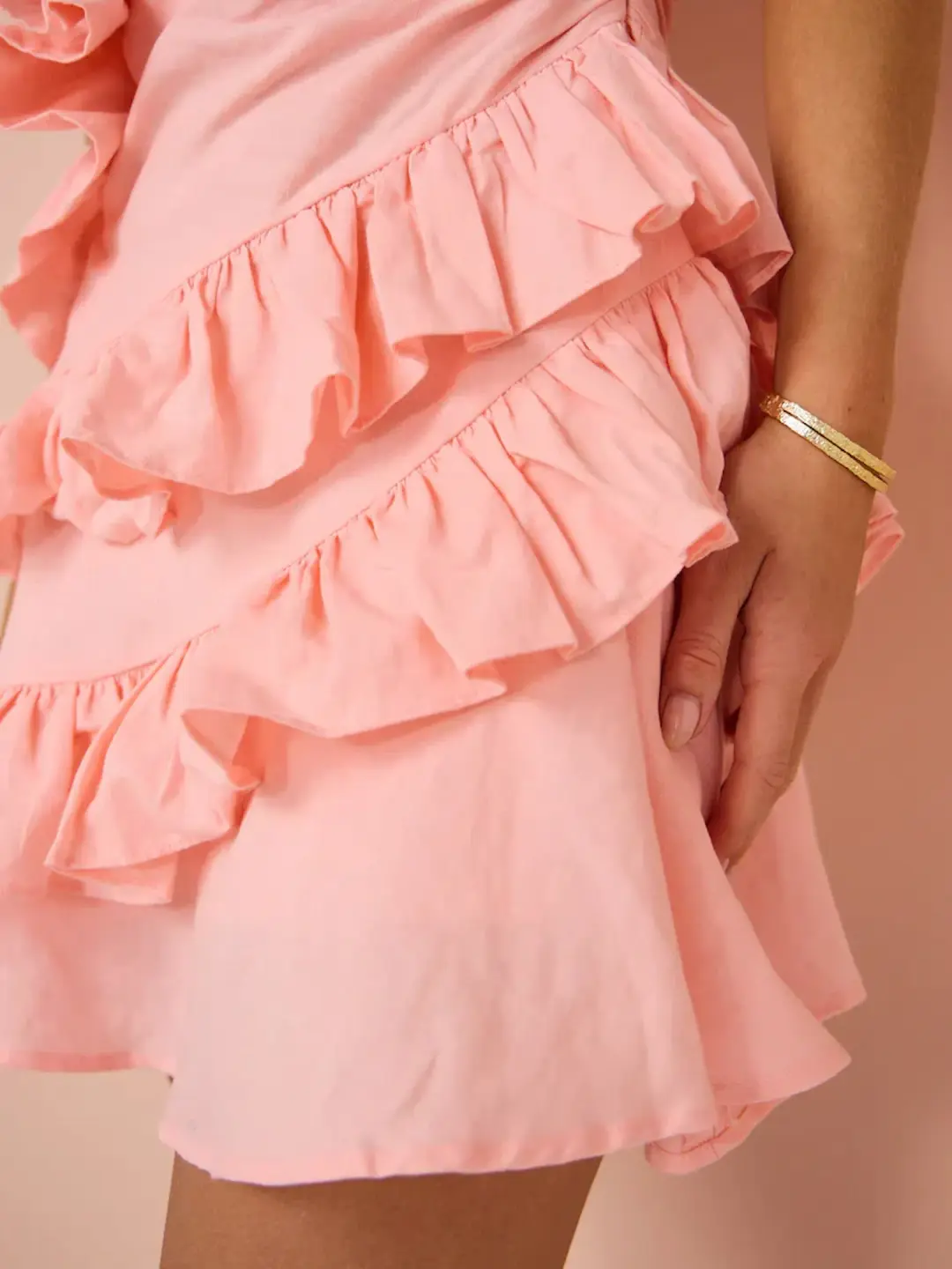 By Nicola Adrift Frill Mini Dress Rockmelon Size AU 12 for rent on The Volte - main image