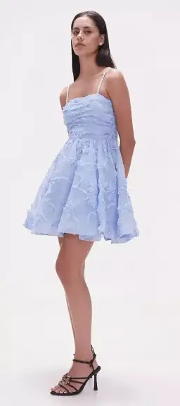 Aje Evangeline Mini Dress Light Sky Blue Size AU 16