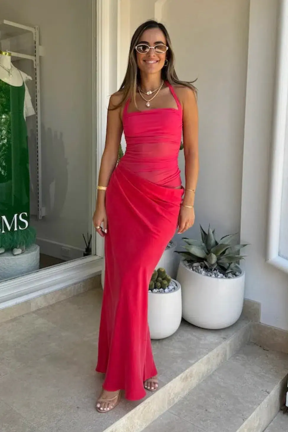Benni Gina Maxi Dress Watermelon Size 6 for rent on The Volte - main image