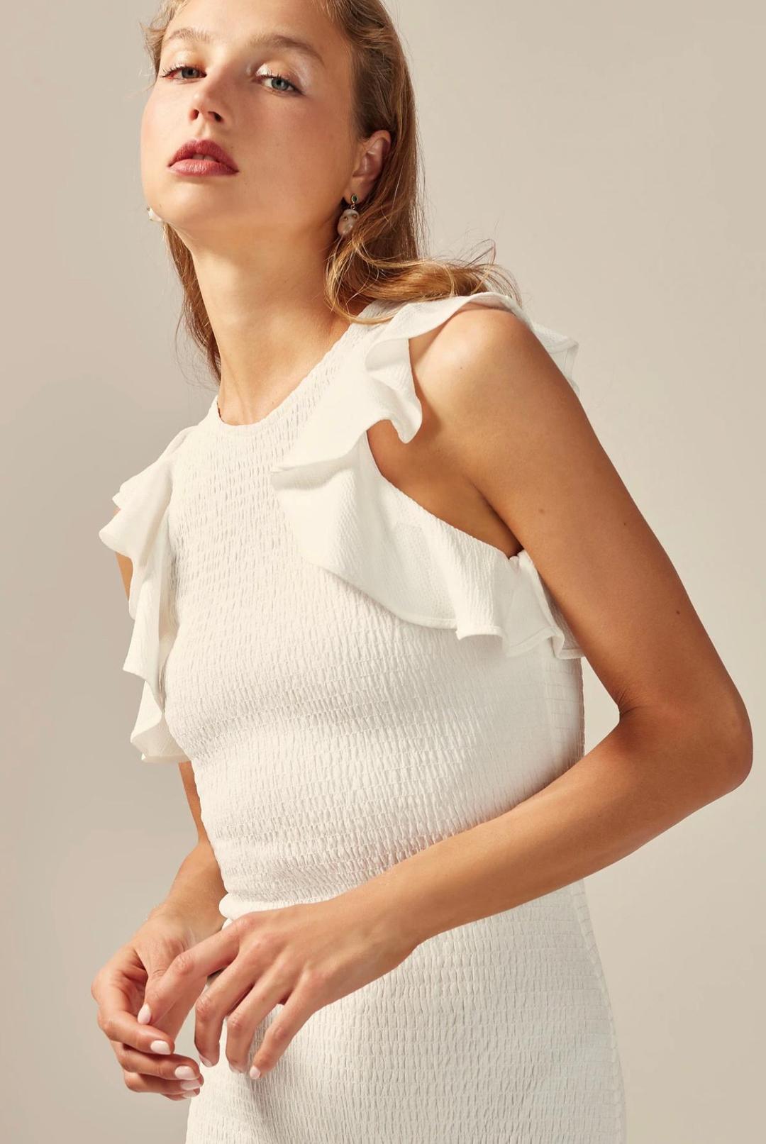 C/MEO Collective Expired Mini Dress Ivory Size M/10 for rent on The Volte - main image