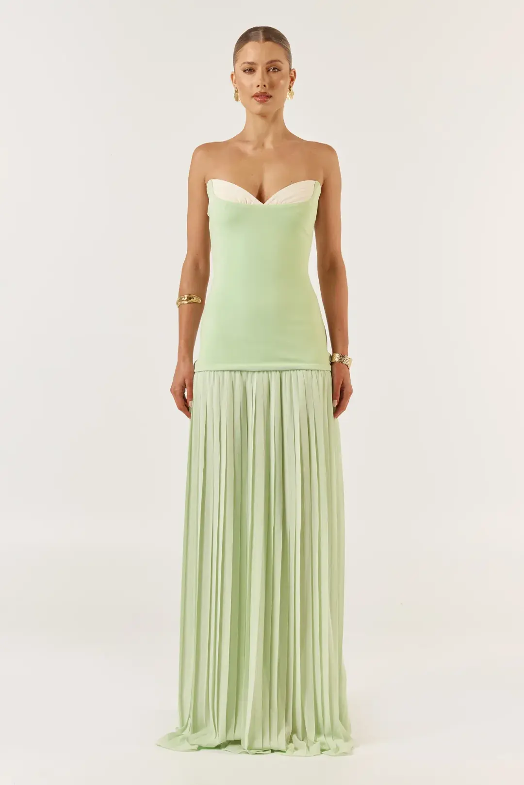 She is OLLÁ Nicolette Maxi Dress Green Size 8 for rent on The Volte - main image