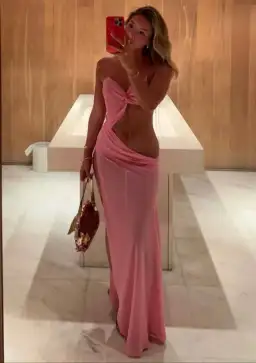 Natalie Rolt Dahlia Maxi Dress Pink Size 2/AU 10