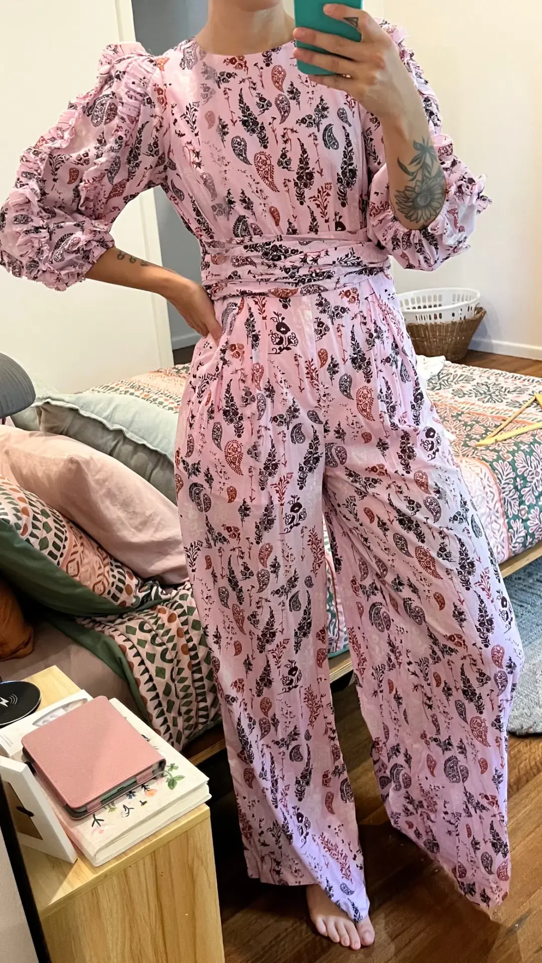 Joslin Jumpsuit Paisley Pink Size AU 10 for rent on The Volte - main image