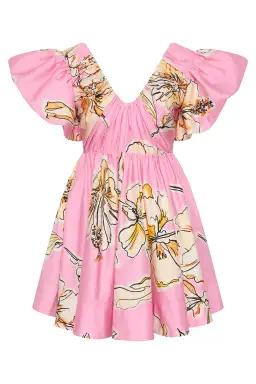 Aje Gretta Bow Back Mini Pink Hibiscus Size AU 8 for rent on The Volte - image 3