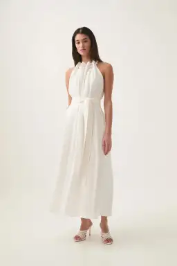 AJE Mariel Trapeze Midi Dress White One Size