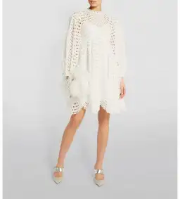 Zimmermann Poppy Eyelet Mini Dress White Size 2/AU 12
