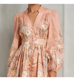 Zimmermann Tallow Plunge Mini Dress Pink Multi Floral Size AU 12 for rent on The Volte - image 5