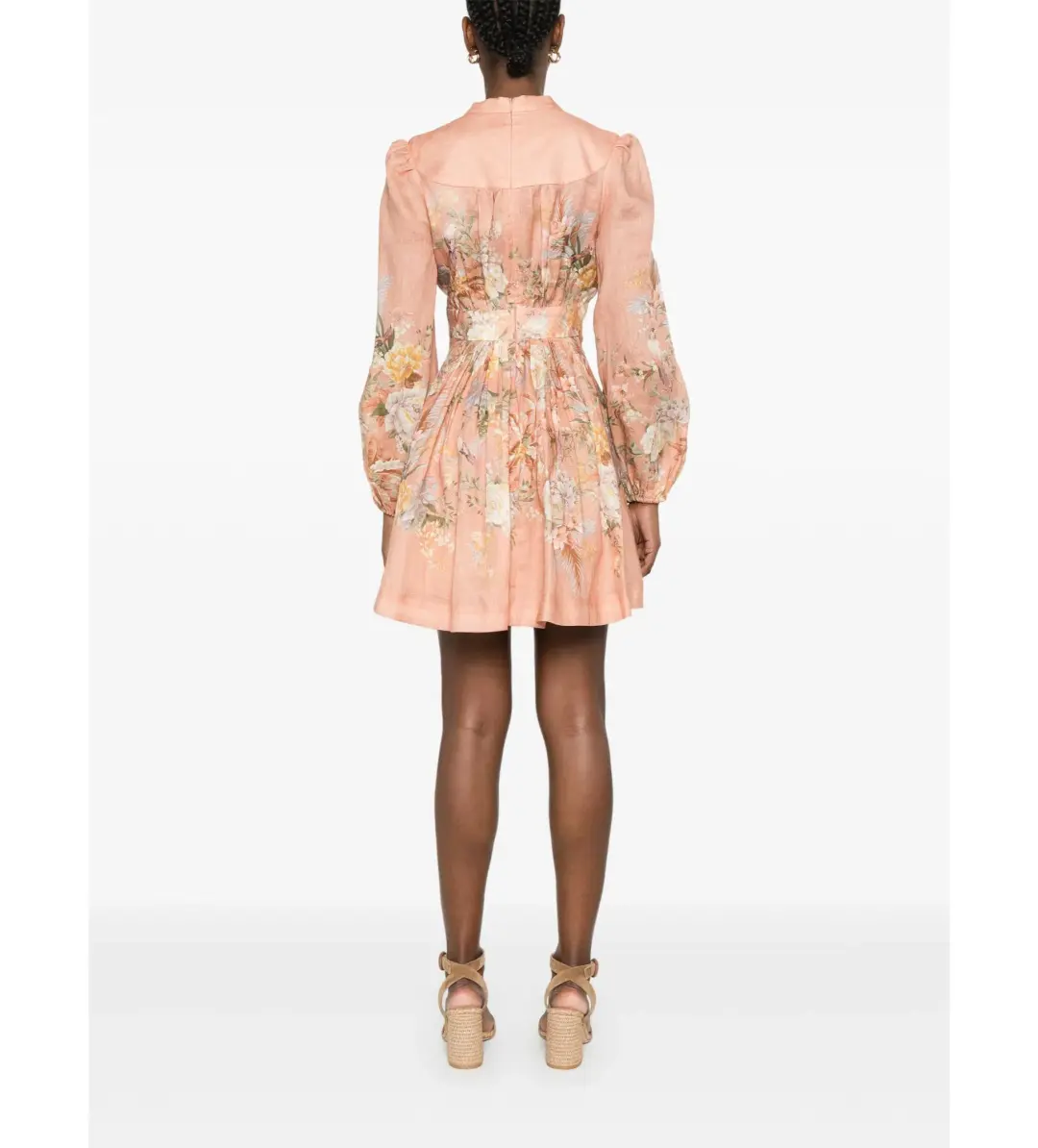 Zimmermann Tallow Plunge Mini Dress Pink Multi Floral Size AU 12 for rent on The Volte - main image