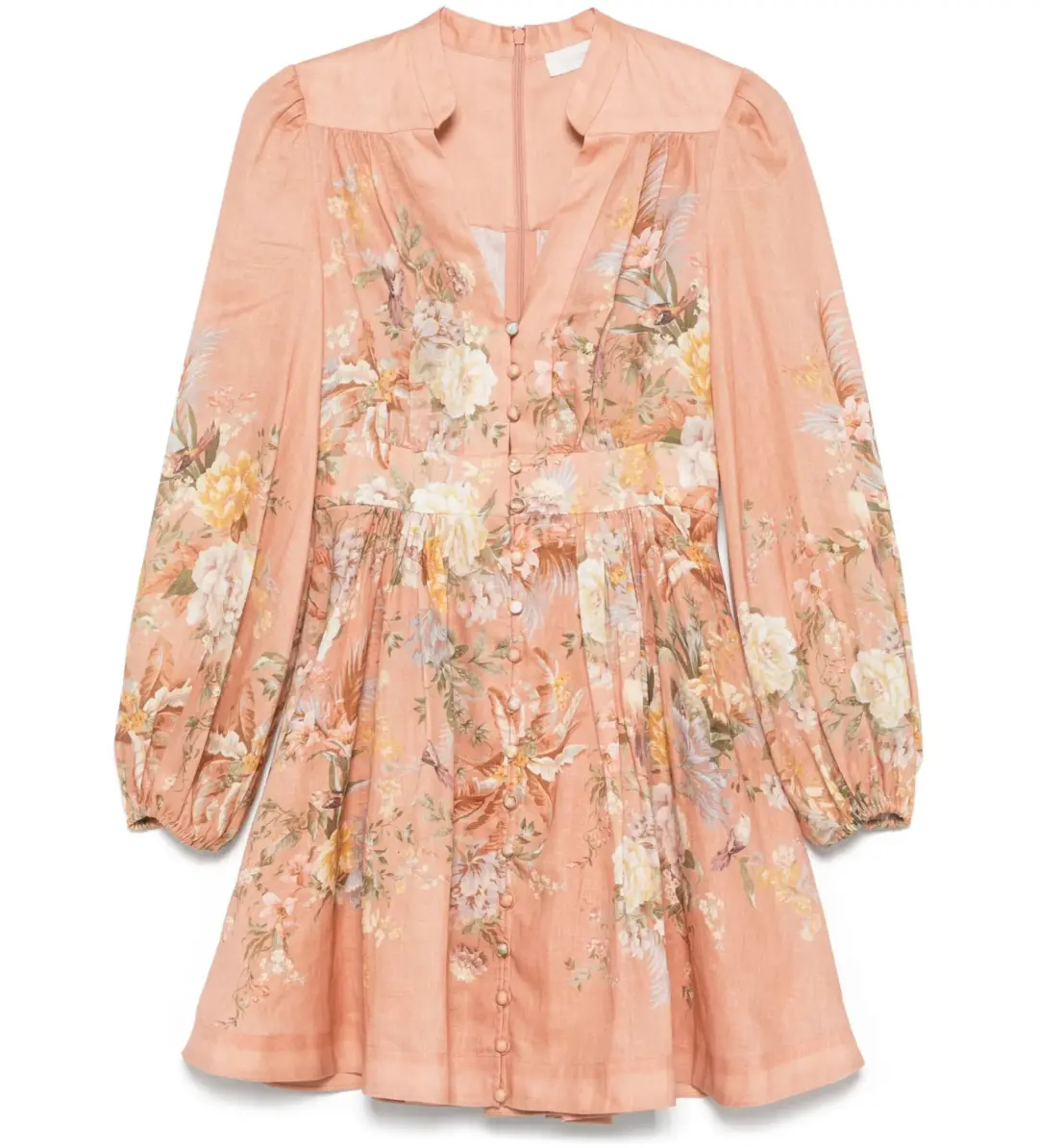 Zimmermann Tallow Plunge Mini Dress Pink Multi Floral Size AU 12 for rent on The Volte - main image