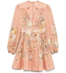 Zimmermann Tallow Plunge Mini Dress Pink Multi Floral Size AU 12 for rent on The Volte - image 7