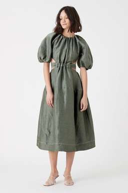 Aje Mimosa Cutout Midi Dress Green Size 8 for rent on The Volte - image 1