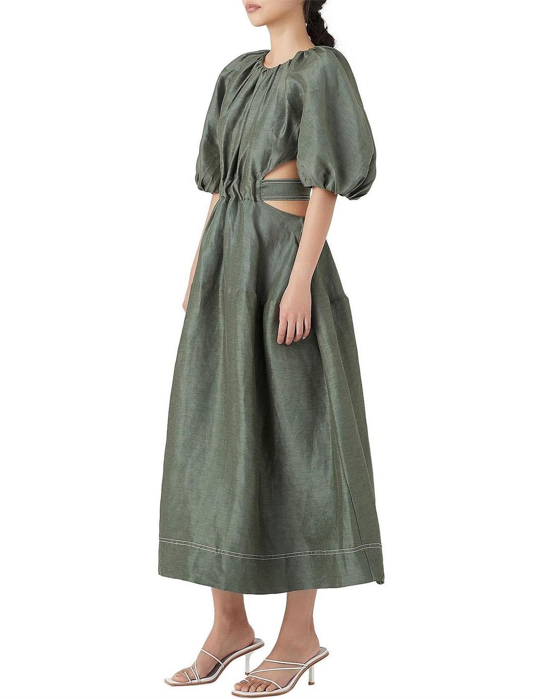 Aje Mimosa Cutout Midi Dress Green Size 8 for rent on The Volte - main image