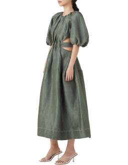 Aje Mimosa Cutout Midi Dress Green Size 8 for rent on The Volte - image 2