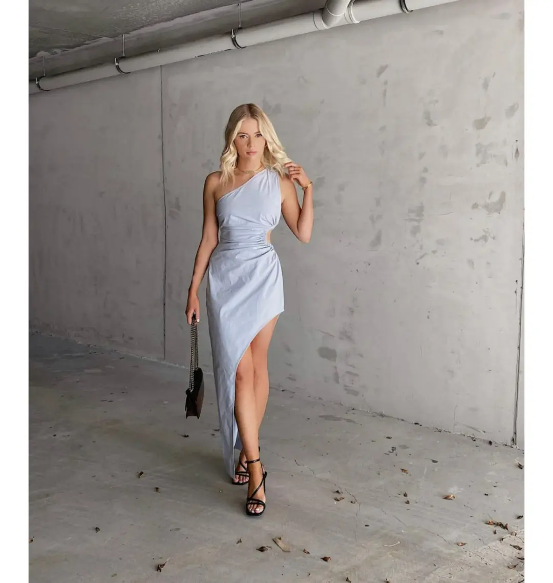 Natalie Rolt Frida Midi Dress Sky Blue Size 3 / AU 12 for rent on The Volte - main image