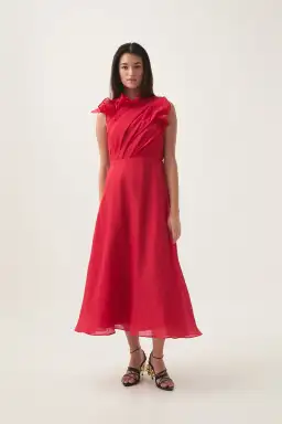 Aje Genesis Midi Dress Scarlet Red Size 10