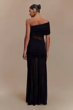 Meshki Dallas One Shoulder Mesh Maxi Dress in Black Size 10 for rent on The Volte - image 2