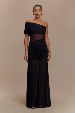 Meshki Dallas One Shoulder Mesh Maxi Dress in Black Size 10 for rent on The Volte - image 1