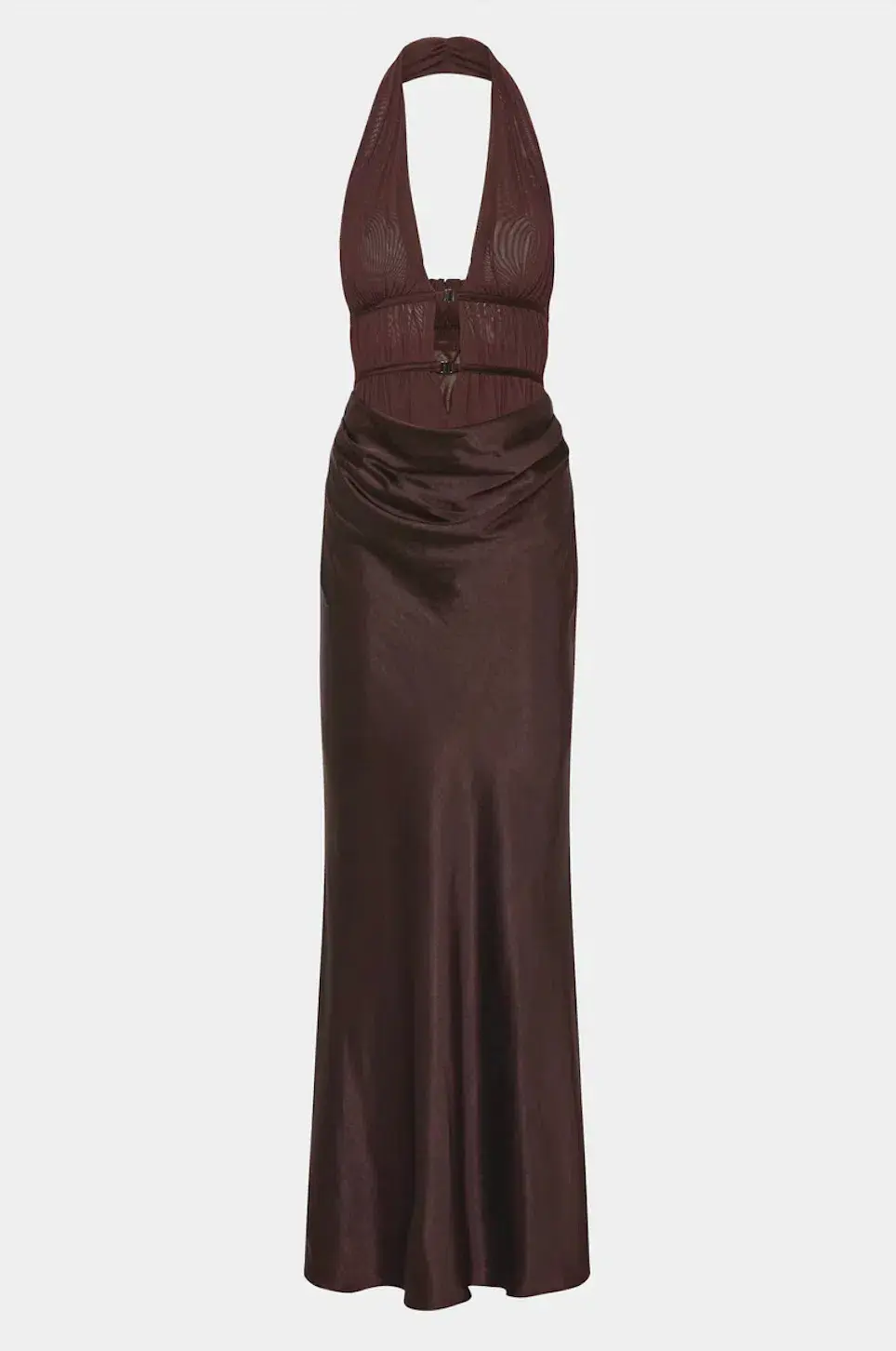 Misha The Celine Satin Dress Umber Brown Size S / AU 8 for rent on The Volte - main image