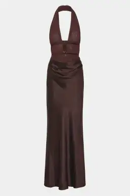 Misha The Celine Satin Dress Umber Brown Size S / AU 8 for rent on The Volte - image 5