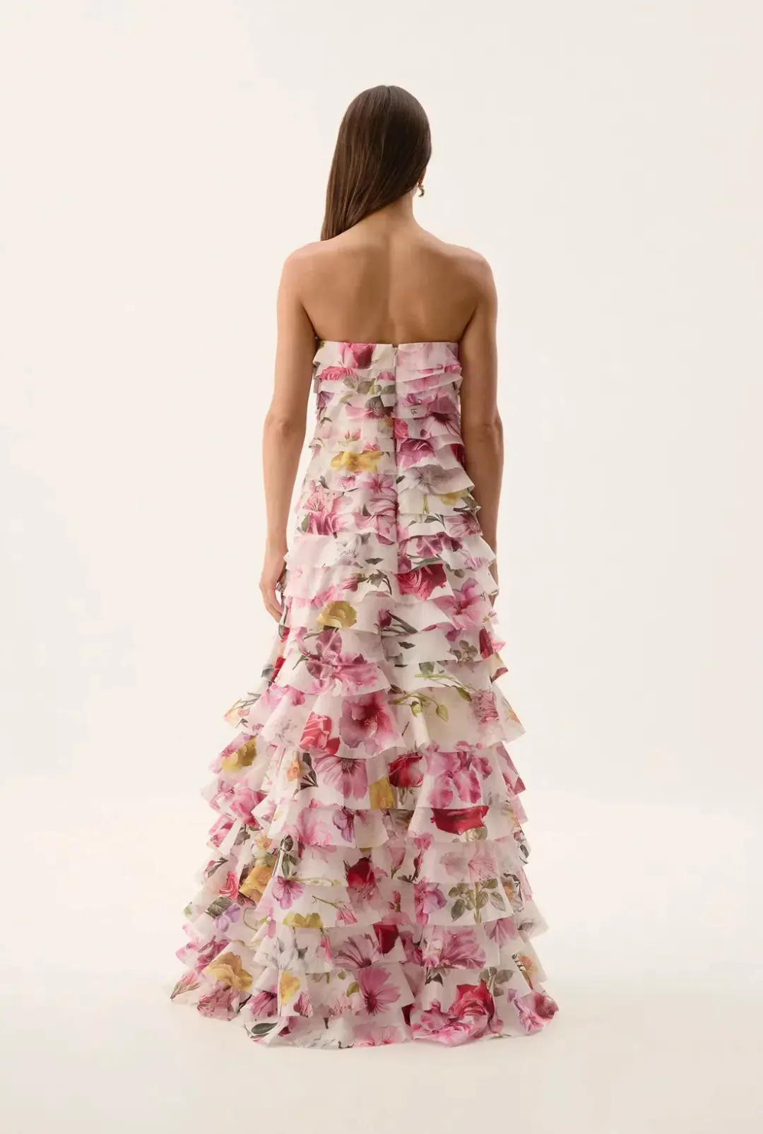 Aje Fleur Pleated Gown Collage Floral Size 8/S for rent on The Volte - main image