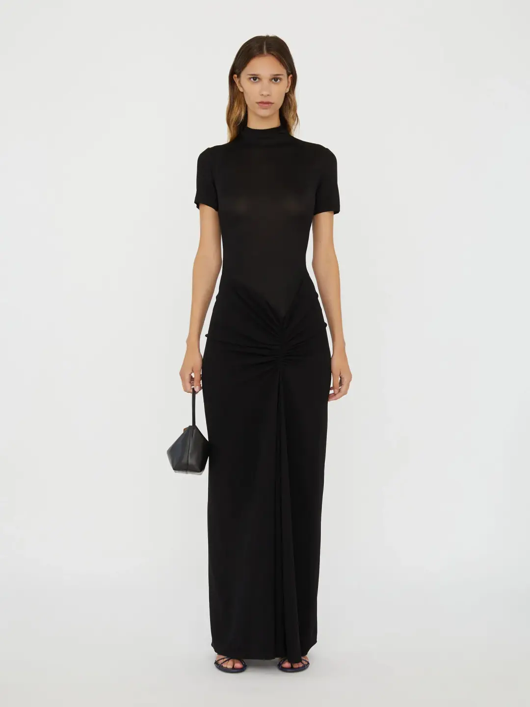 Christopher Esber Fusion Ruched Tee Gown Black Size 8 for rent on The Volte - main image
