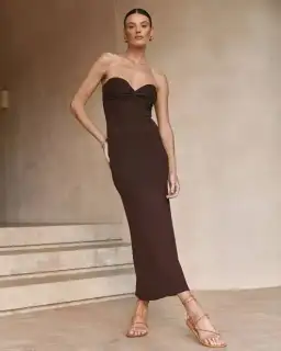 Dissh Anika Knit Midi Dress Dark Chocolate Size M/10 for rent on The Volte - image 1