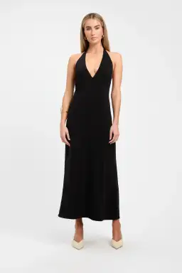Kookai Koko Deep Vee Dress Midi Black Size AU 8 for rent on The Volte - image 1