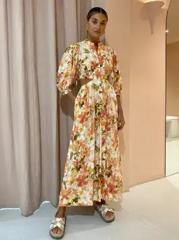 Significant Other Svana Linen Blend Midi Dress Watercolour Floral Size 10 for rent on The Volte - image 1