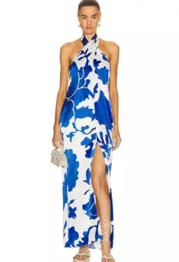 SIR Esme Halter Dress Blue Print Size AU 8 for rent on The Volte - image 1