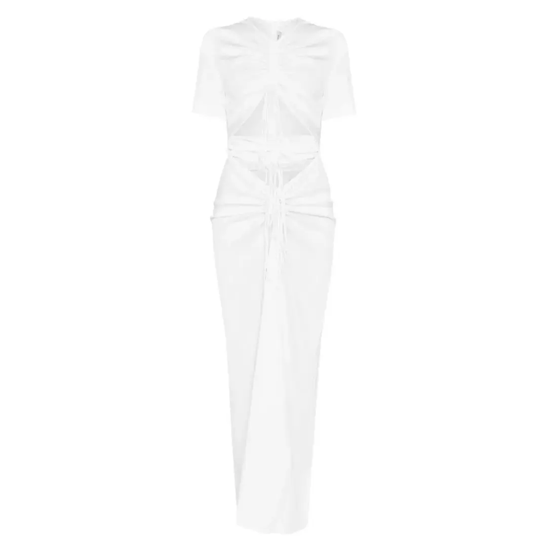 Christopher Esber White Ruched Tee Midi Dress White Size 6 for rent on The Volte - main image