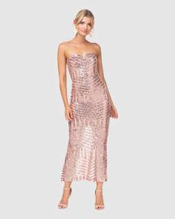 Pilgrim Mandalay Gown, Rose Gold size 8