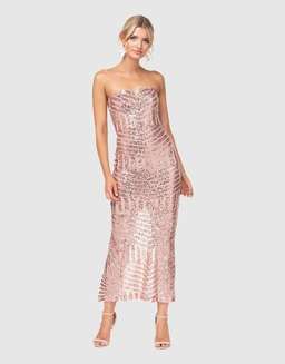 Pilgrim Mandalay Gown, Rose Gold size 8