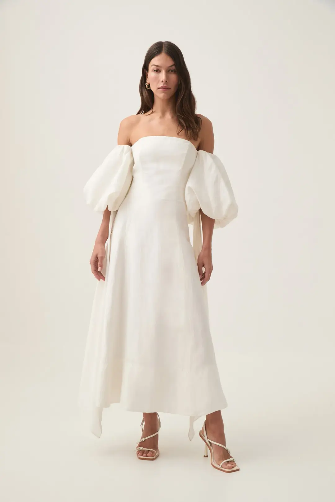 Aje Incarnation Midi Dress Ivory Size 14 for rent on The Volte - main image