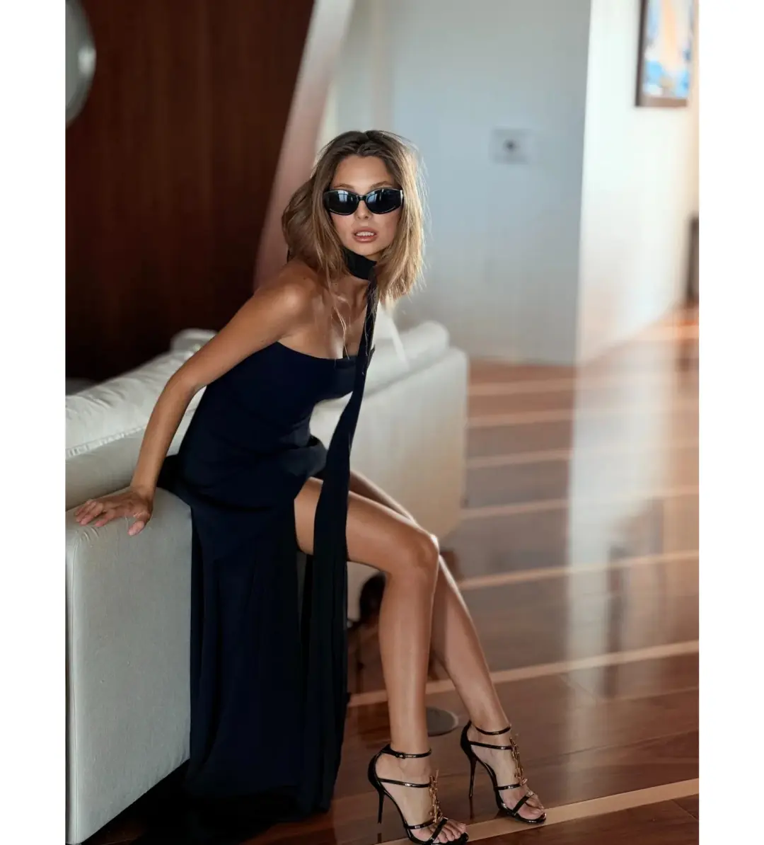 Matterstore Monaco Black Dress with Scarf Black Size 10 for rent on The Volte - main image