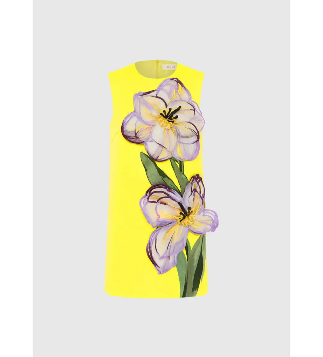 Leo Lin Yvonne Appliqué Floral Mini Dress Iris Print in Yellow Size AU 10 for rent on The Volte - main image