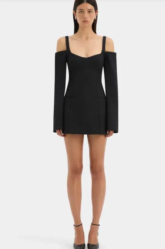 Sir Sandrine Long Sleeve Mini Dress Black Size 8 for rent on The Volte - main image